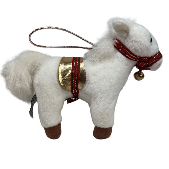 Aurora Plush White Horse Pony Ornament Collectible Christmas - Picture 2 of 7